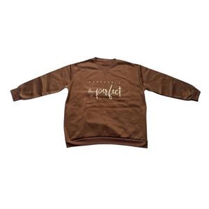 Perfectly Imperfect Graphic Crewneck Sweatshirt Brown 2XL Oversized